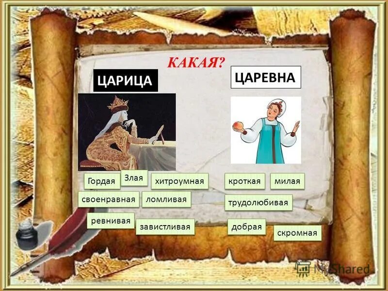 какая царица. царевна. охарактеризовать сказку о мертвой царевне и 7 богатырях. черевички для оксаны гоголь. пушкин а.