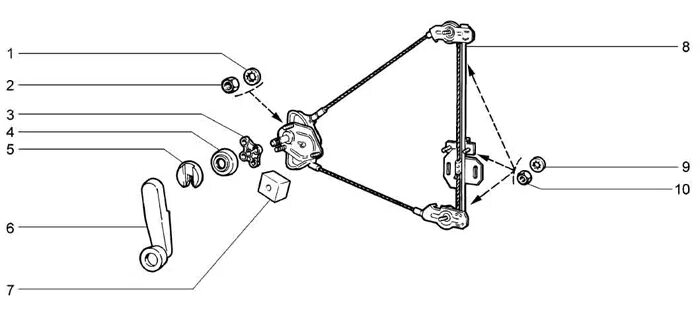 Стеклоподъемник ВАЗ 2105 передний схема. Стеклоподъёмник ВАЗ 2105 передний. Ручной стеклоподъемник ВАЗ 2107 схема стеклоподъемника. Стеклоподъемник ВАЗ 2105 схема.