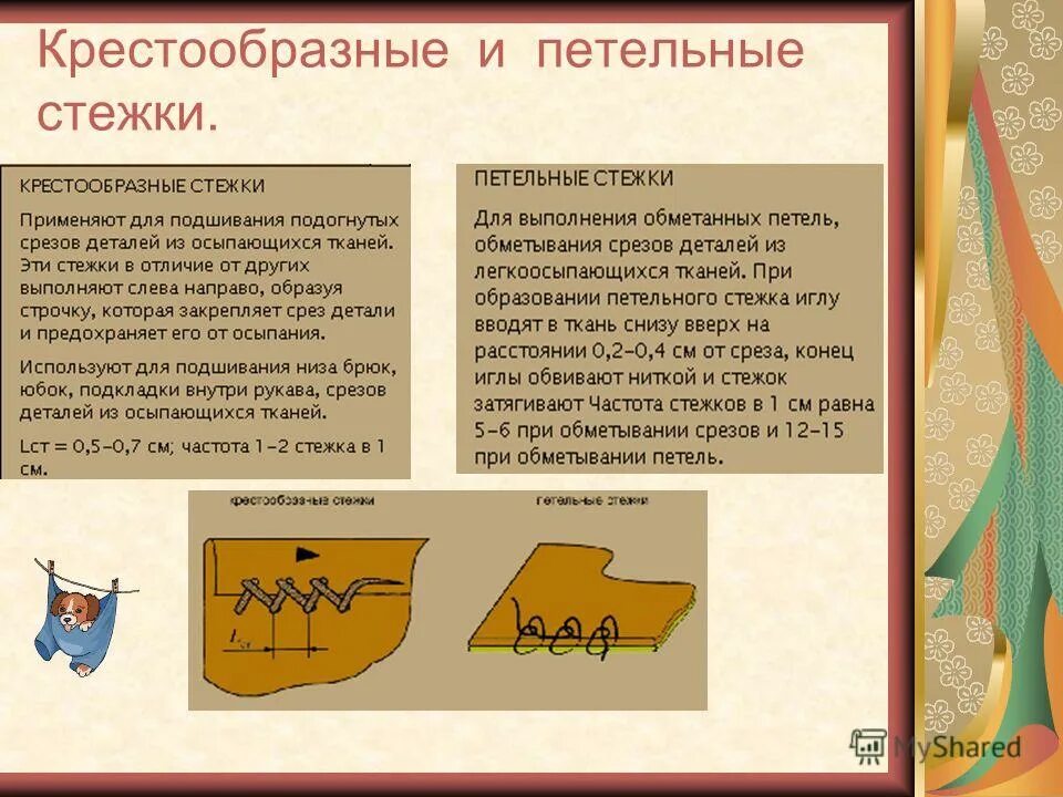 Частота стежков. Частота стежков. Длина стежка зависит от толщины ткани сминаемость ткани усадки ткани. Частота стежков. Крестообразный подшивочный стежок.