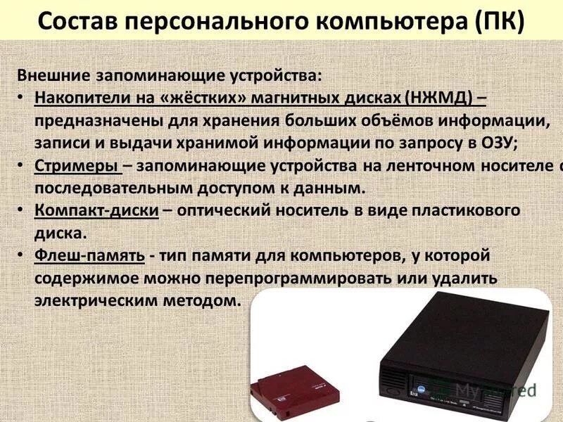 Объема внешнего запоминающего устройства. Объема внешнего запоминающего устройства