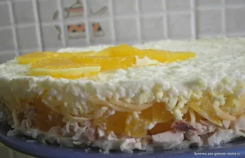 Салат с копченой курицей и апельсином рецепт