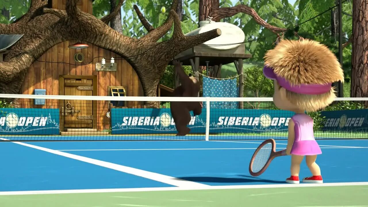 Маша и медведь теннис. Маша и медведь Маша теннисистка. Медведь крик победы