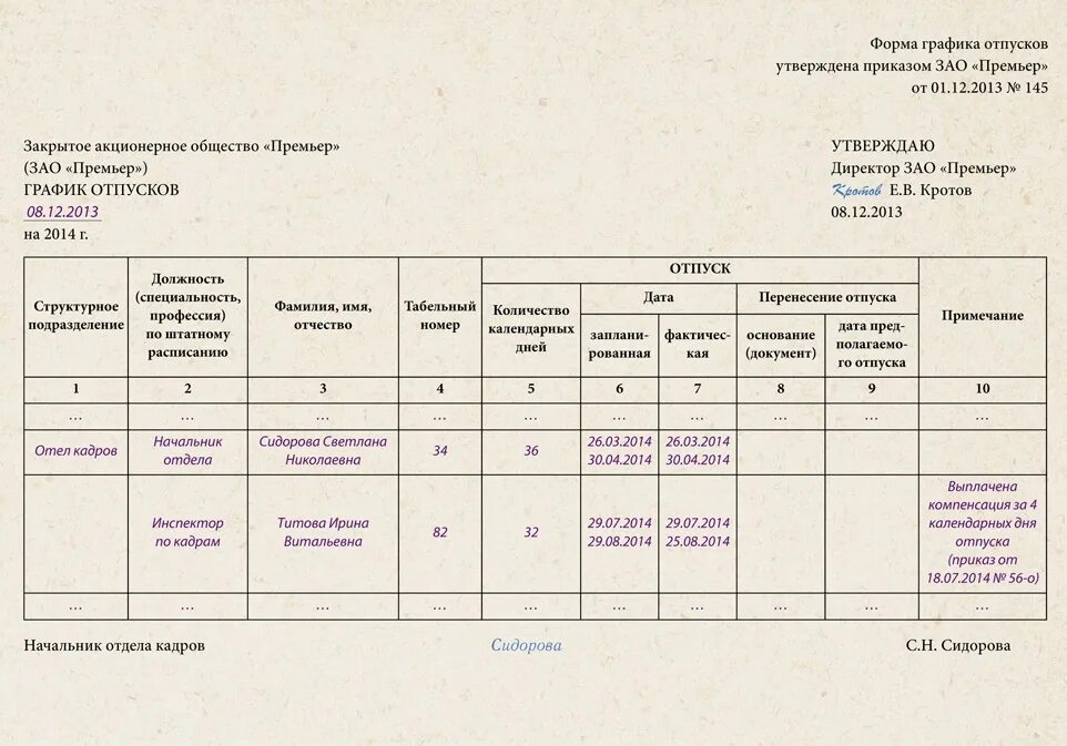 График отпусков. Планирование отпуска. Образец Графика отпусков. Утвержденный график отпусков.