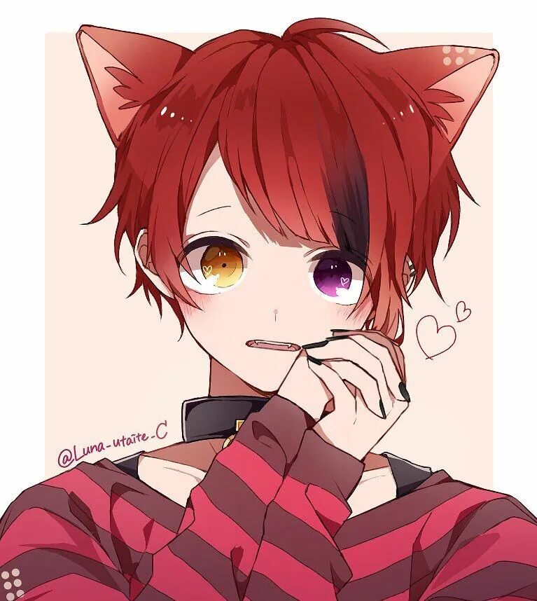 Аято сакамаки. Неко кун омега арт. Пацан с красными волосами котенок. Неко парень. Неко кун арт.