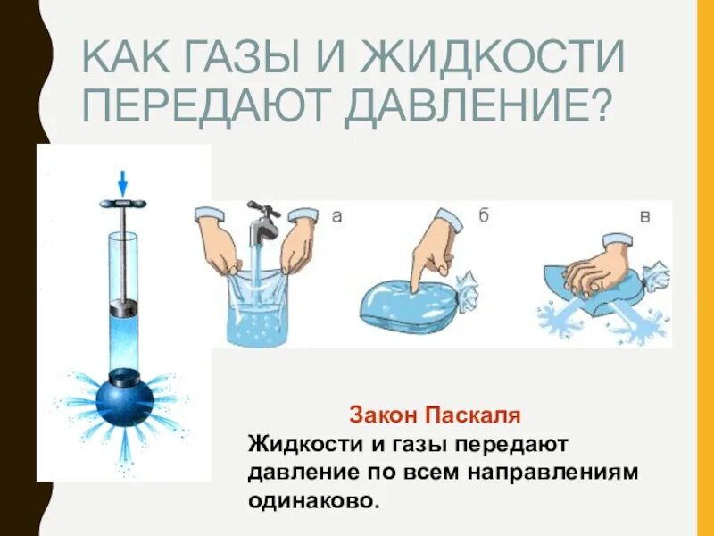 Физика 7 класс закон Паскаля давление в жидкости и газе. Давление жидкости и газа закон Паскаля 7 класс. Физика 7 класс давление газа закон Паскаля. Физика 7 класс передача давления жидкостями и газами закон Паскаля. Жидкости передают давление по всем направлениям