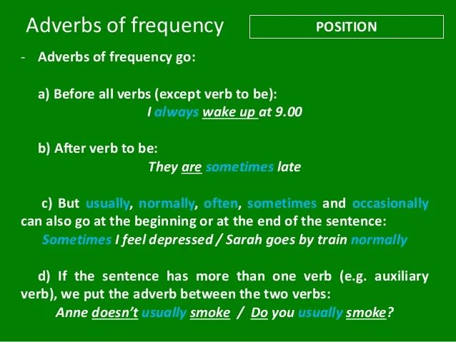 Adverbs of Frequency. Position of adverbs of Frequency. Adverbs of Frequency порядок слов в предложении.