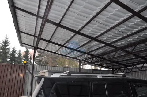 Односкатный навес из металлочерепицы