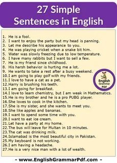 Simple sentences in english