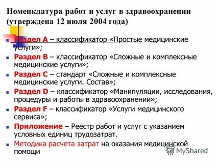Номенклатура медицинских услуг 2024