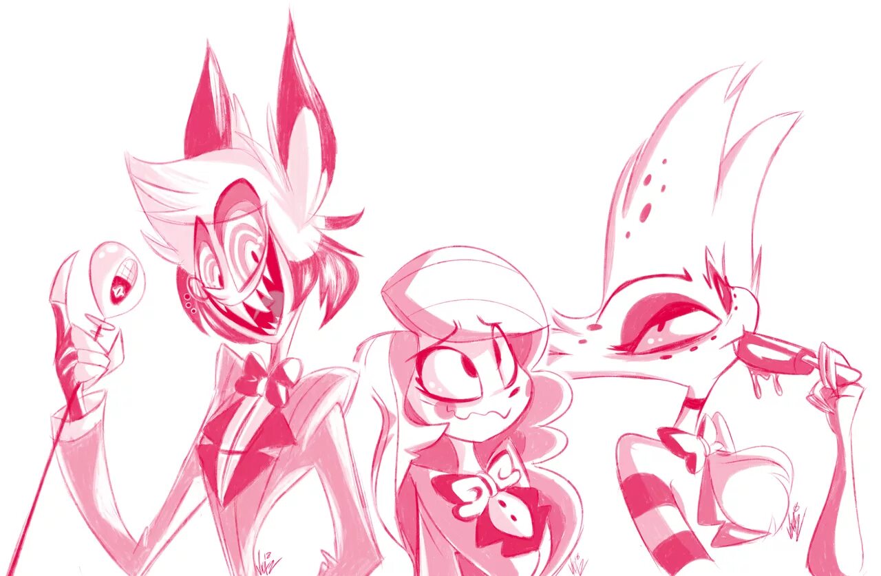 Husk hazbin. Миа тиа отель хазбин. Ангелы убийцы отель хазбин. Отель хазбин ангелы уничтожители. Веги из отель хазбин.