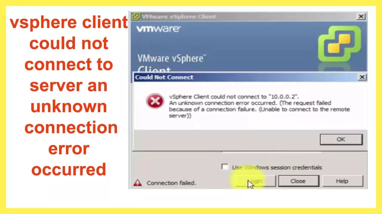 VSPHERE client could not connect. SSL connect Error. An Unknown Error occurred.. Unable connect to Server.