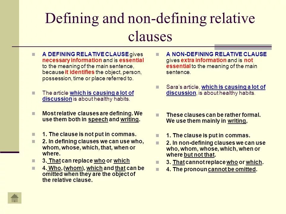 Defining and non-defining relative Clauses правило. Relative Clauses в английском defining and non-defining. Defining and non-defining правило. Non defining Clause. Omit перевод