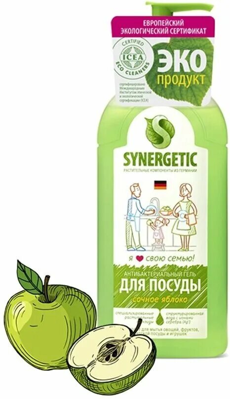 Synergetic средство д/мытья посуды 1л яблоко (дозатор). Synergetic средство д/мытья посуды 500мл яблоко. Ср-во д/посуды 500мл Synergetic "яблоко", антибактериальное, дозатор. Для мытья посуды Synergetic гель яблоко 1л (дозатор).