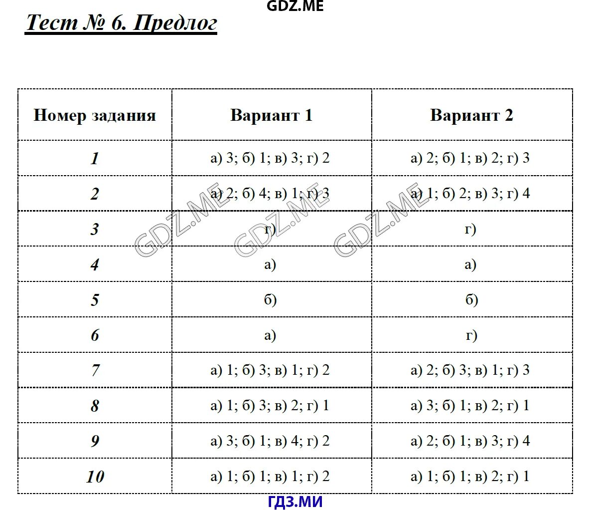 Тест 6 предлог