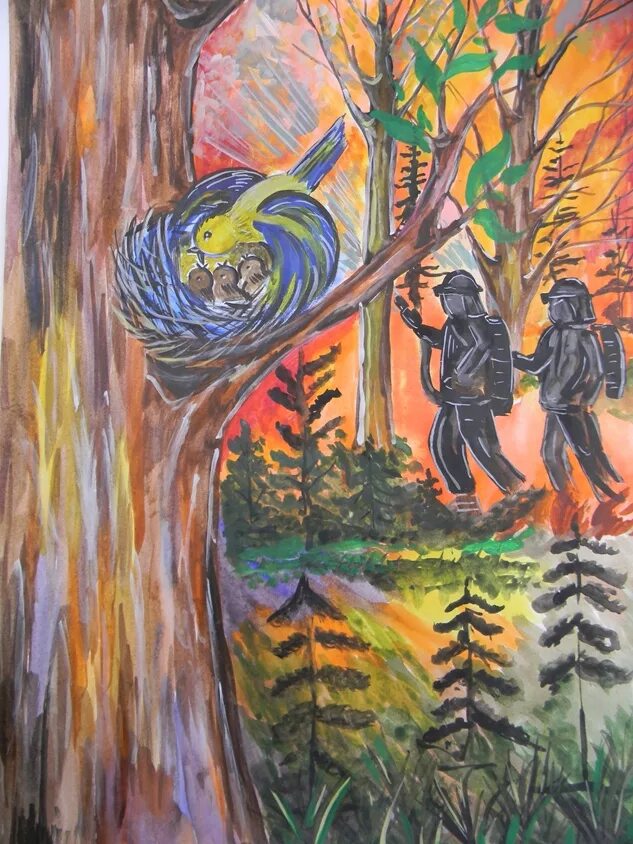 Природа глазами детей. Сохраним лес от пожара. Тема пожар в лесу. Рисование пожар в лесу.