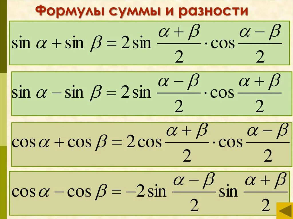 Формулы суммы и разности синусов. Сумма синусов формула. Синус разности двух углов. Синус и косинус суммы и разности аргументов.