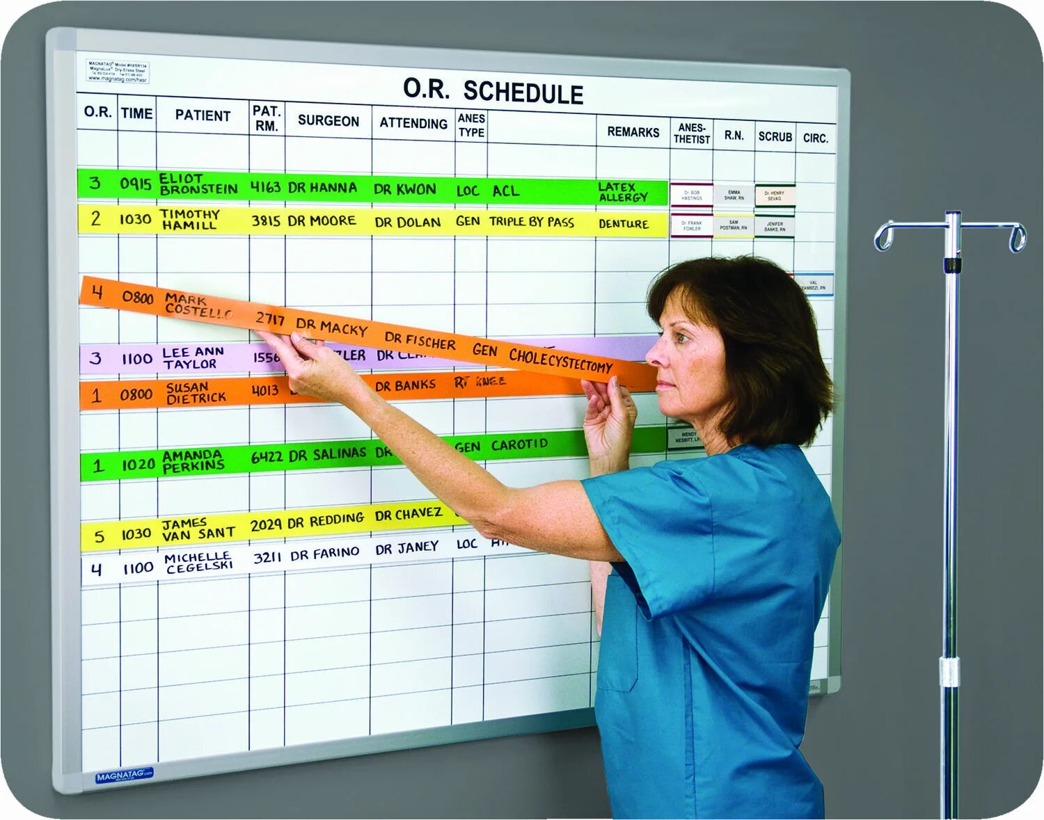 Scheduling Board. Scheduling photo. Hospital Schedule gif. Surgical Schedule for Day.