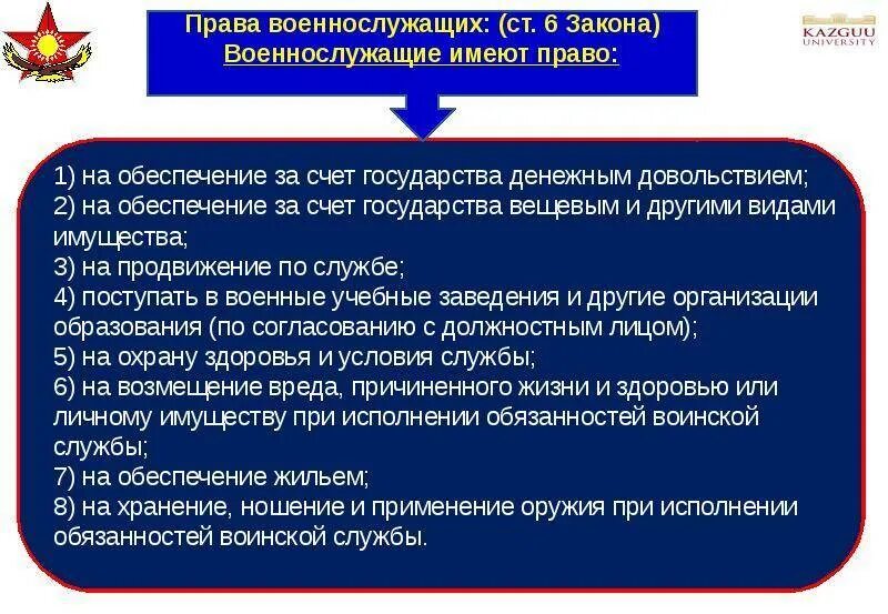 Компенсации предоставляемые военнослужащим
