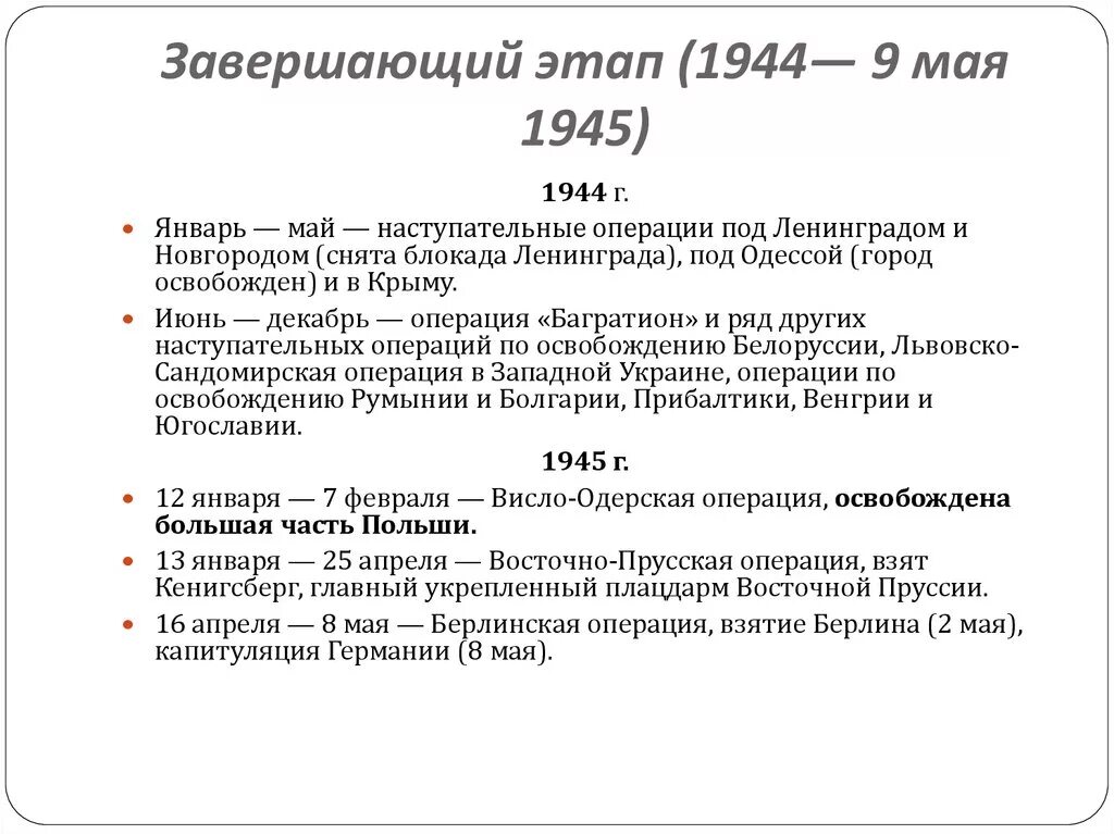 Заключительный этап войны 1944 1945