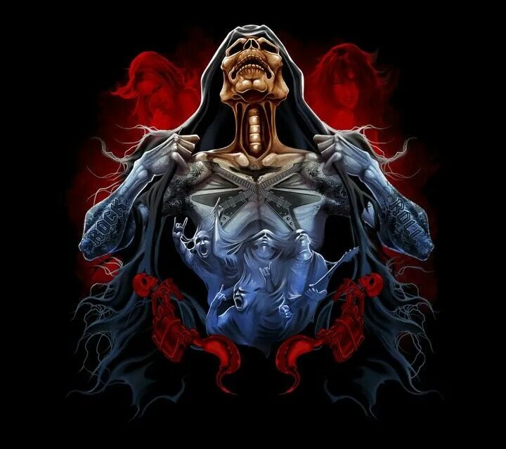 Death рок. Рок демон. рок металл арт. скелет рок. смерть рок.