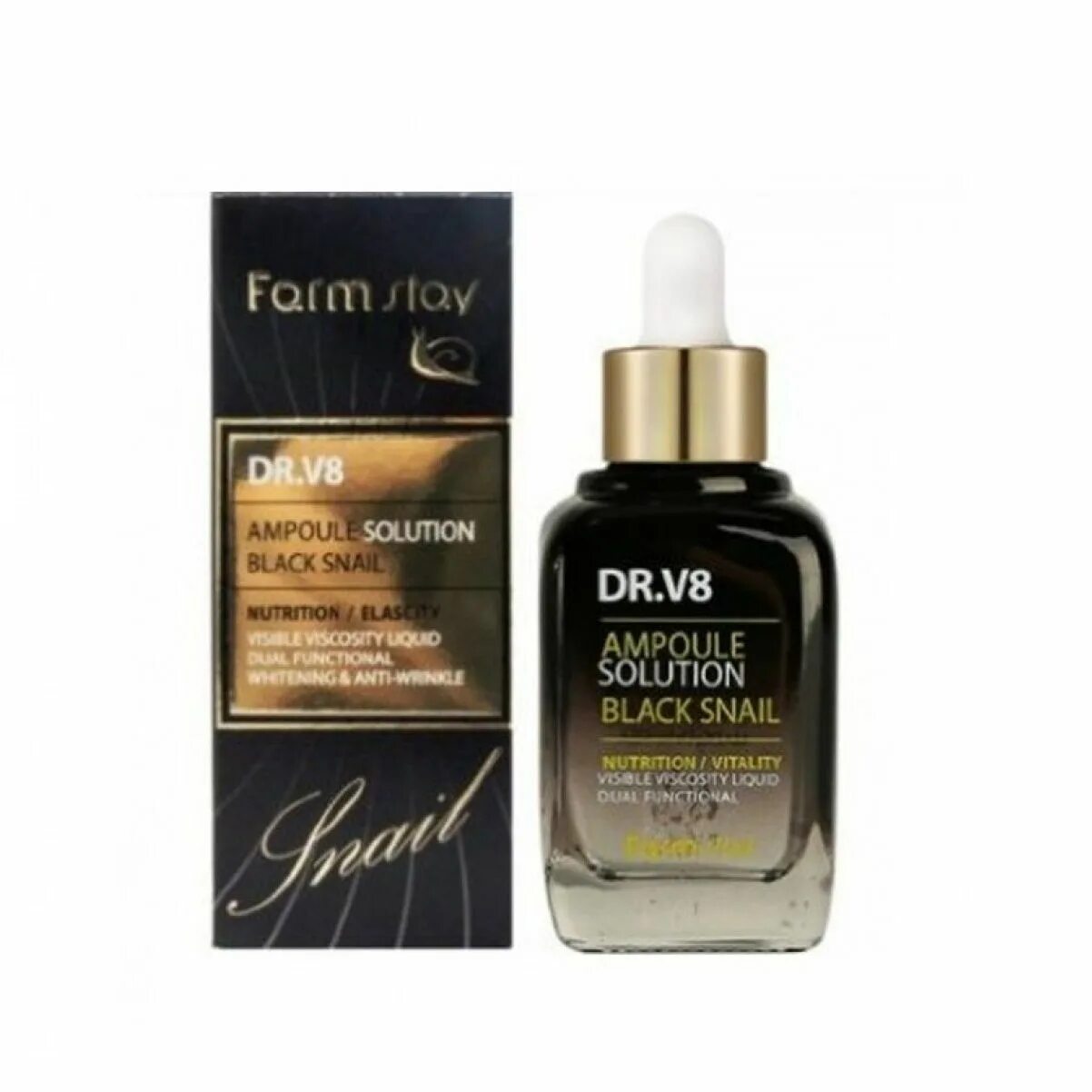 Black solution. Сыворотка ампульная dr.v8 ampoule solution black snail farm stay 30 мл.