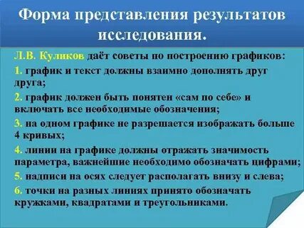 Виды представления результатов исследования
