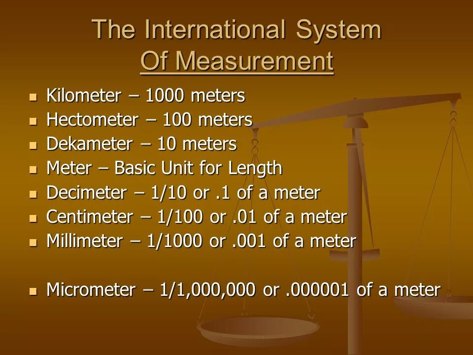 Measurement of the Meter in the International System of measurements. Hectometer и dectometro что это такое. Name of the piece of Equipment used to measure current..