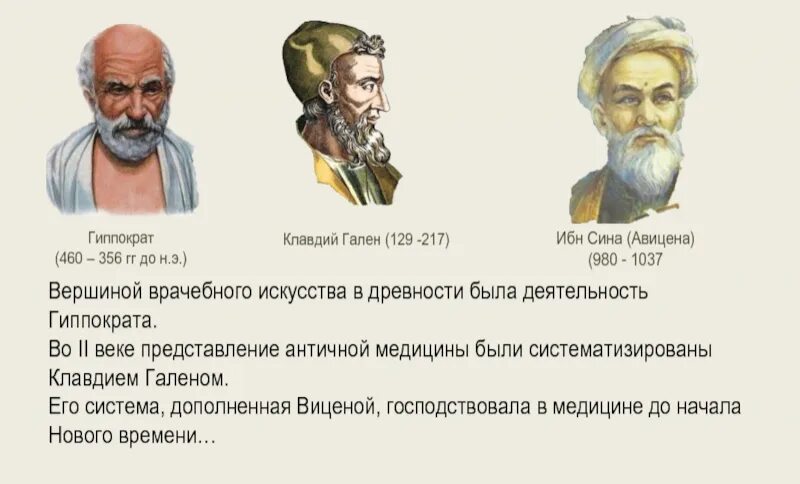 Гален, Гиппократ и ибн сина. Великие медики древности. Известные врачи древности. Древние ученые.