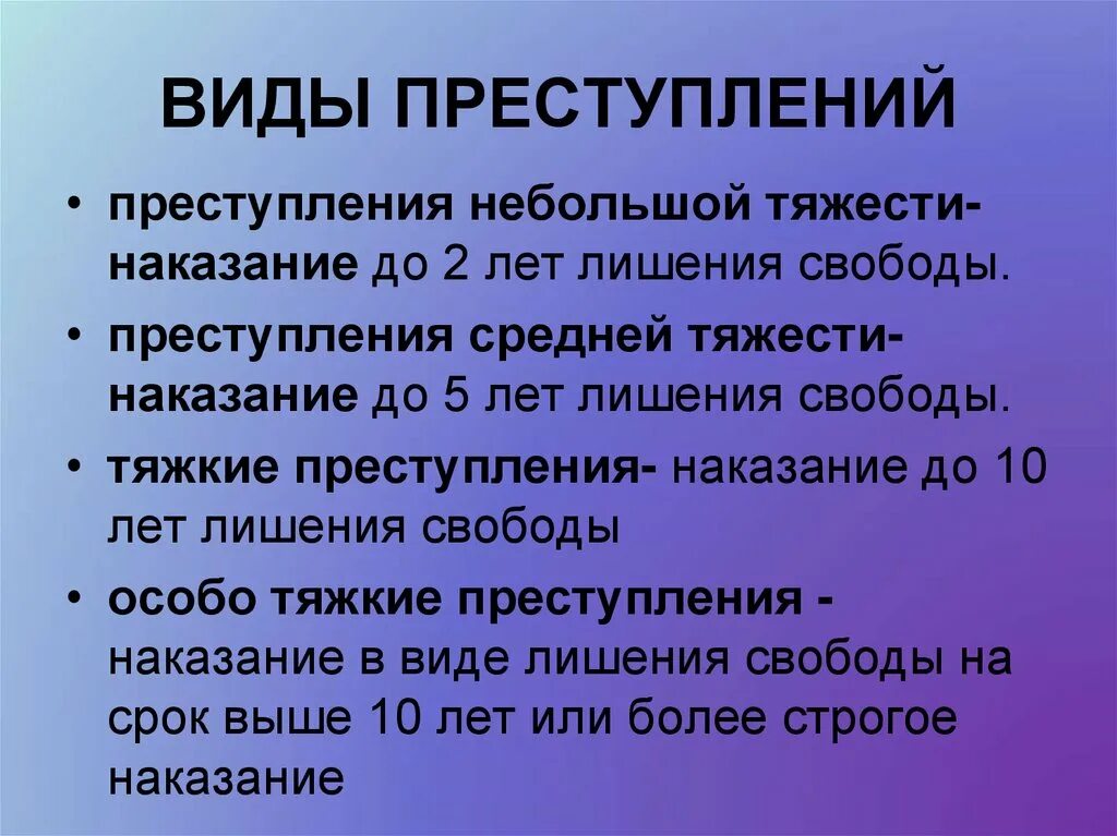 Виды преступлений бывают