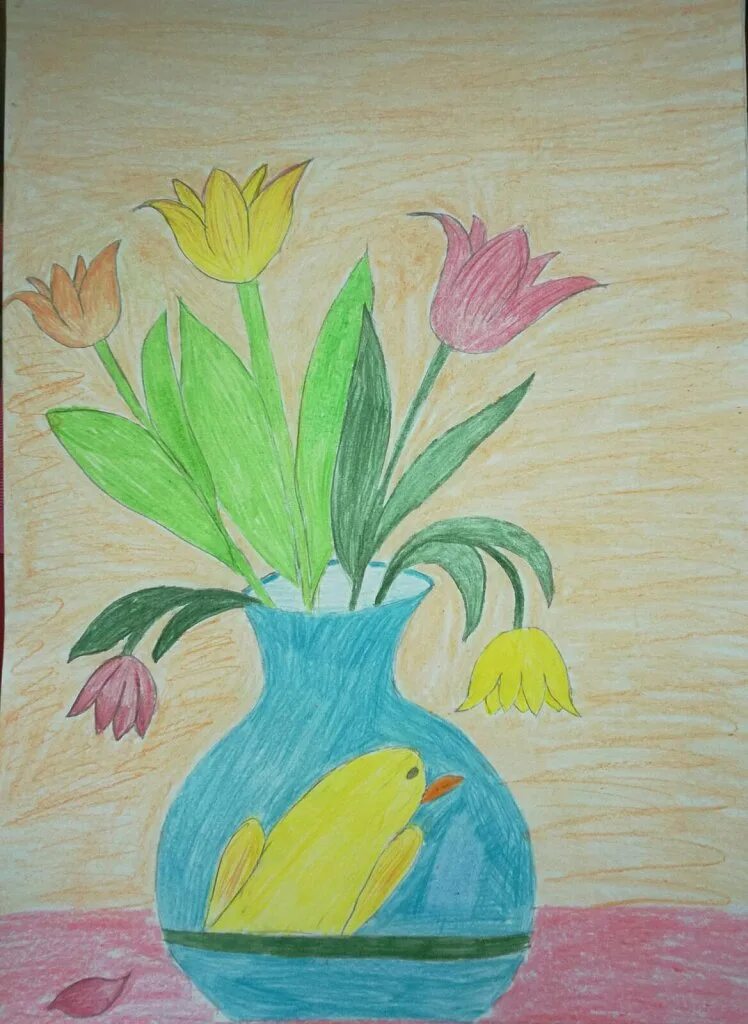Ваза с тюльпанами рисунок. Рисование весенних цветов. Детские рисунки ваза с цветами. Ваза с цветами рисунок. Рисование ваза с цветами.