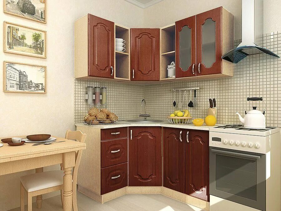 Купить угловой гарнитур для маленькой кухни. Кухонный гарнитур "Dolce Vita 3".