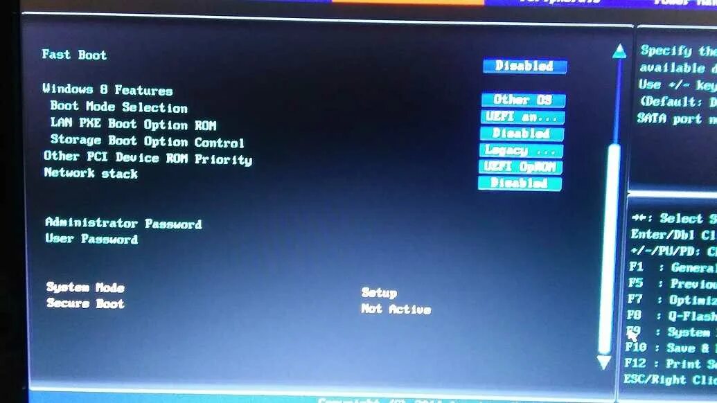 Operating system boot mode change