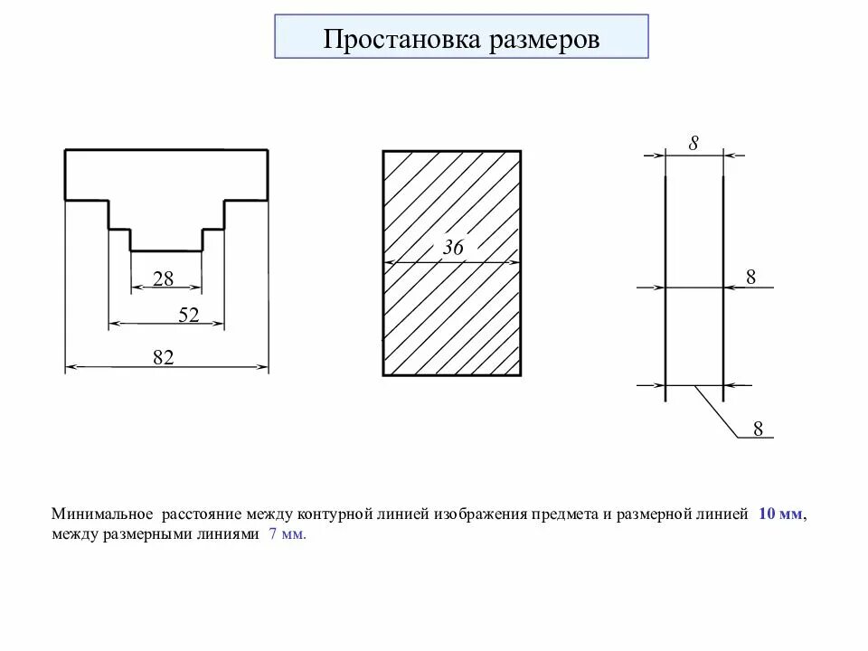 На каком расстоянии размещается размерная линия