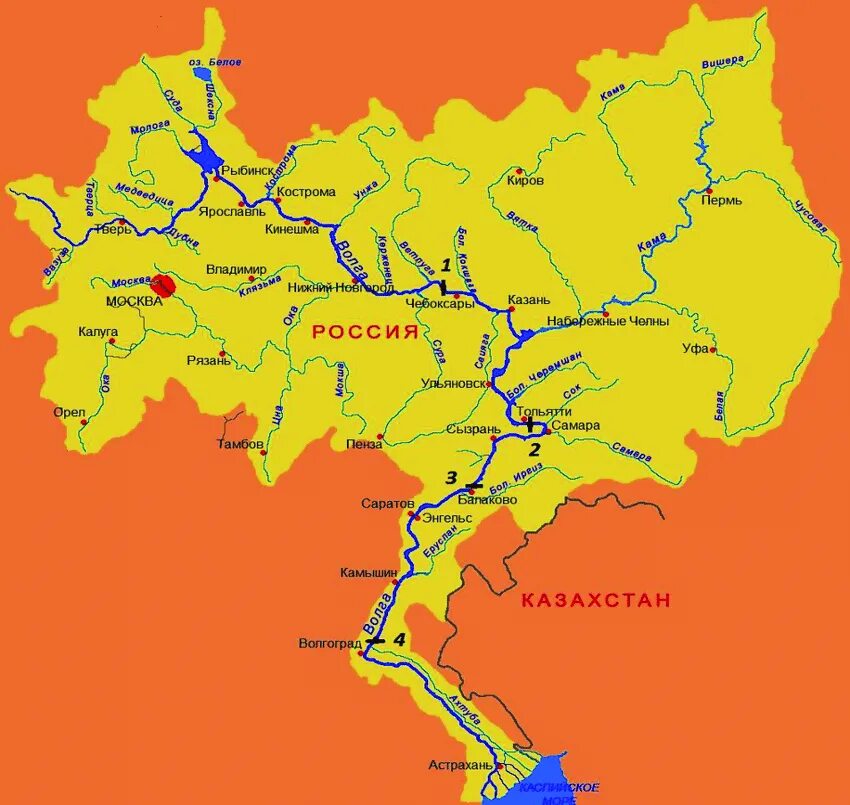 Карта городов расположенных на волге. Река Волга на карте. Бассейн реки Волга. Водосборный бассейн реки Волга на карте. Река Волга на карте России показать.