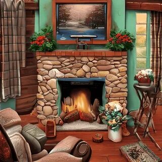 Cozy Cabin Fireplace.