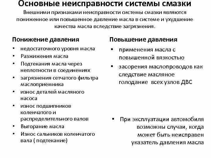 Неисправности системы смазки ДВС таблица. Неисправности системы смазки ДВС. Устранение основных неисправностей системы смазки. Неисправности системы смазки двигателя таблица.