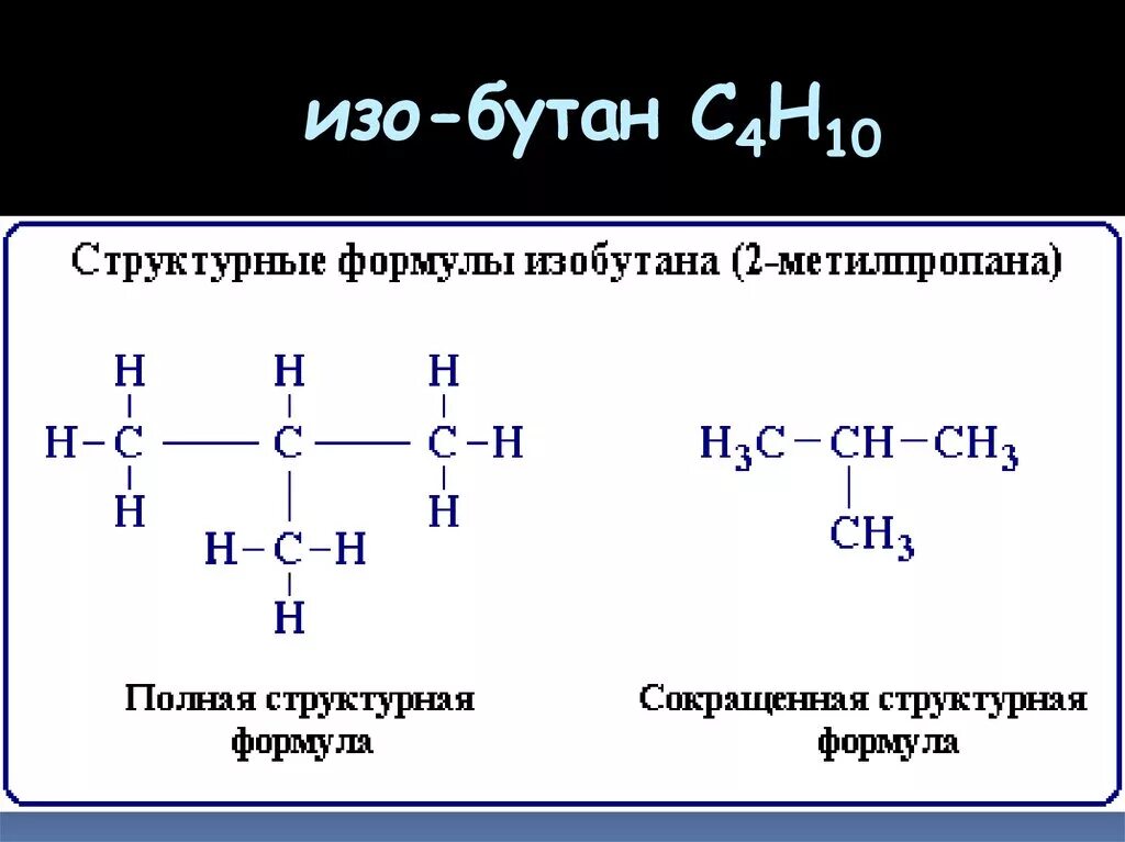 Бутан имеет строение. Сокращенная структурная формула изобутана. Структурная формула изобутана развернутая. Формула молекулы изобутана. Изобутан структурная формула.