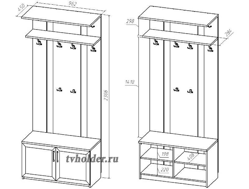 высота вешалки в прихожей