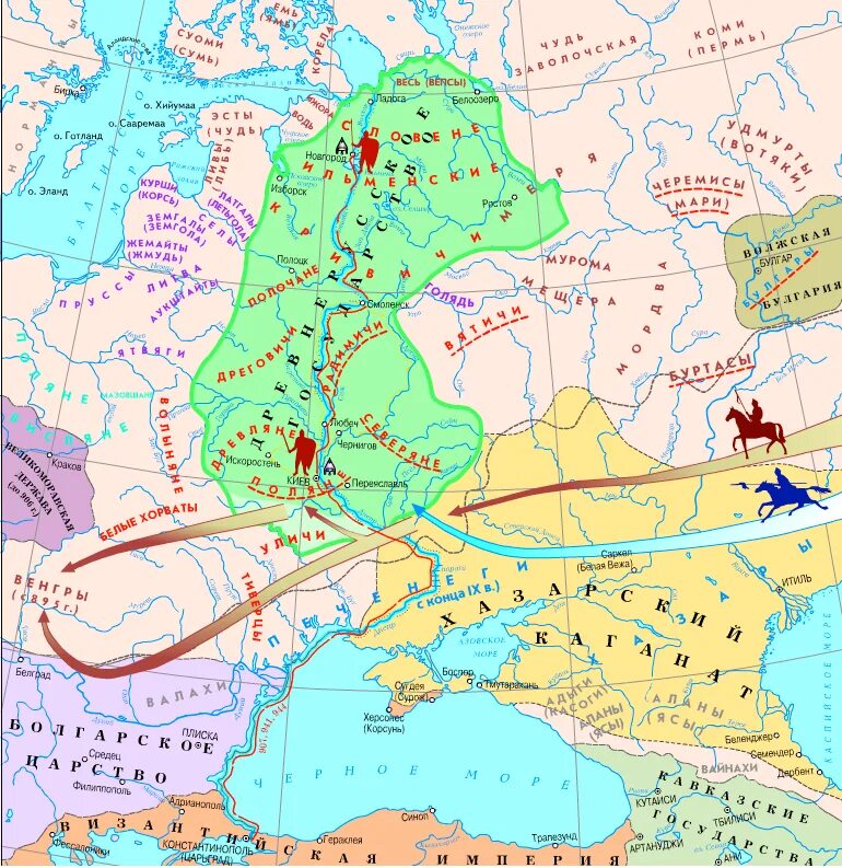 Киевская русь в 10 веке. Карта древней Руси 11 век. Карта 6 век Киевская Русь. Карта древней Руси 9 11 века. Карта Руси 10 века.