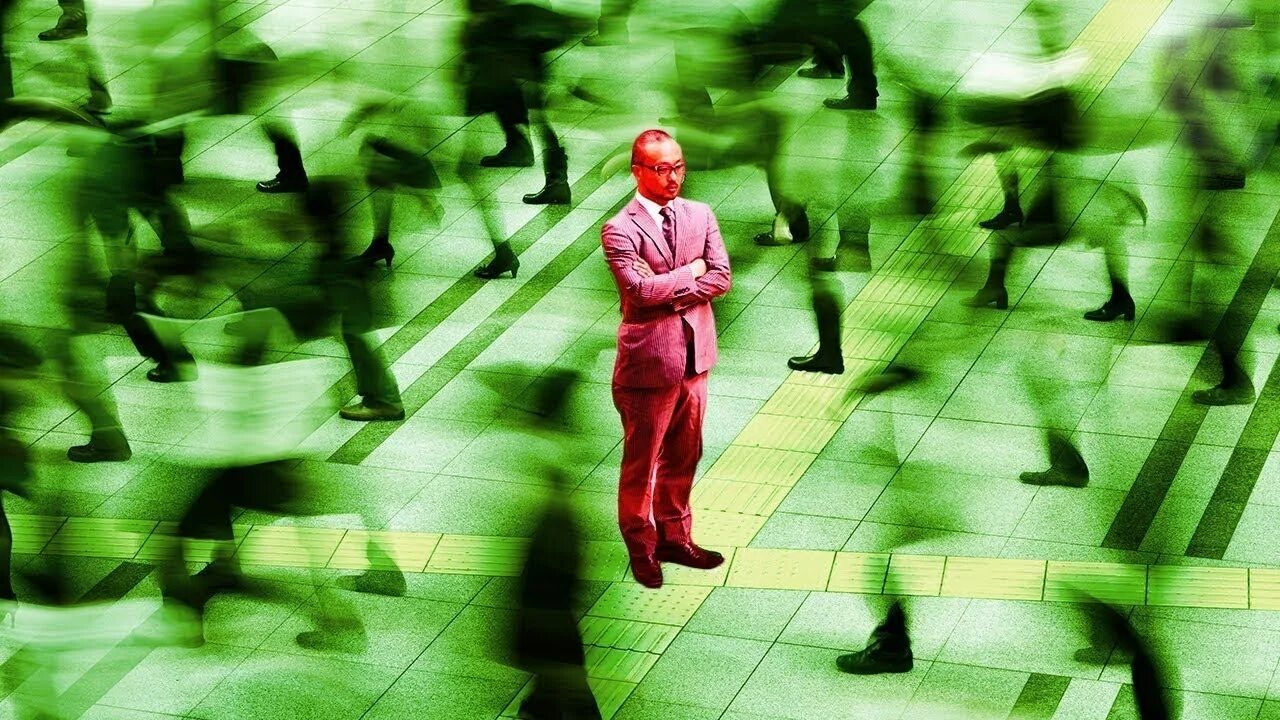 Walk into the world. Man in the crowd. find criminal in the crowd.