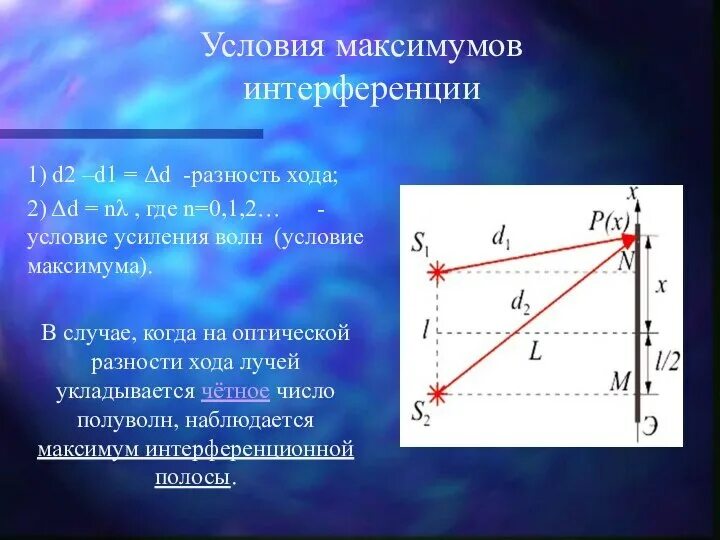 Разности хода световых лучей. Условие усиления света при интерференции. Разность хода интерференция. Условия усиления и ослабления света при интерференции. Условие усиления волн при интерференции.