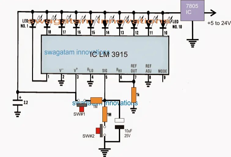 Микросхемы индикатора уровня. Индикатор уровня на lm3915. lm3915 схема включения. lm3915n схема включения. светодиодный индикатор lm3915.