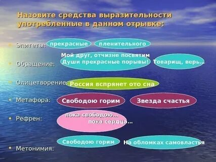 Души прекрасные порывы средство выразительности