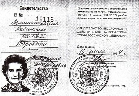 Жертва политических репрессий льготы