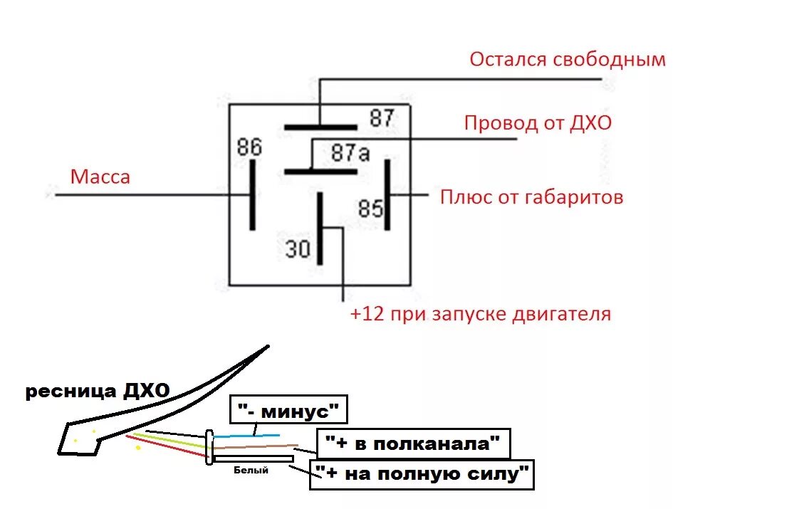 Как подключить реле дхо. Реле света 5 контактное схема подключения. Схема подключения ходовых огней через реле на ВАЗ. Схема дневных ходовых огней Газель бизнес. Схема включения ходовых огней на ВАЗ 2115.