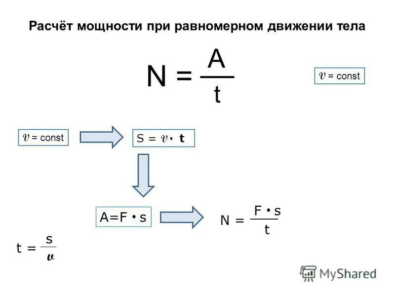 Мощность при движении тела