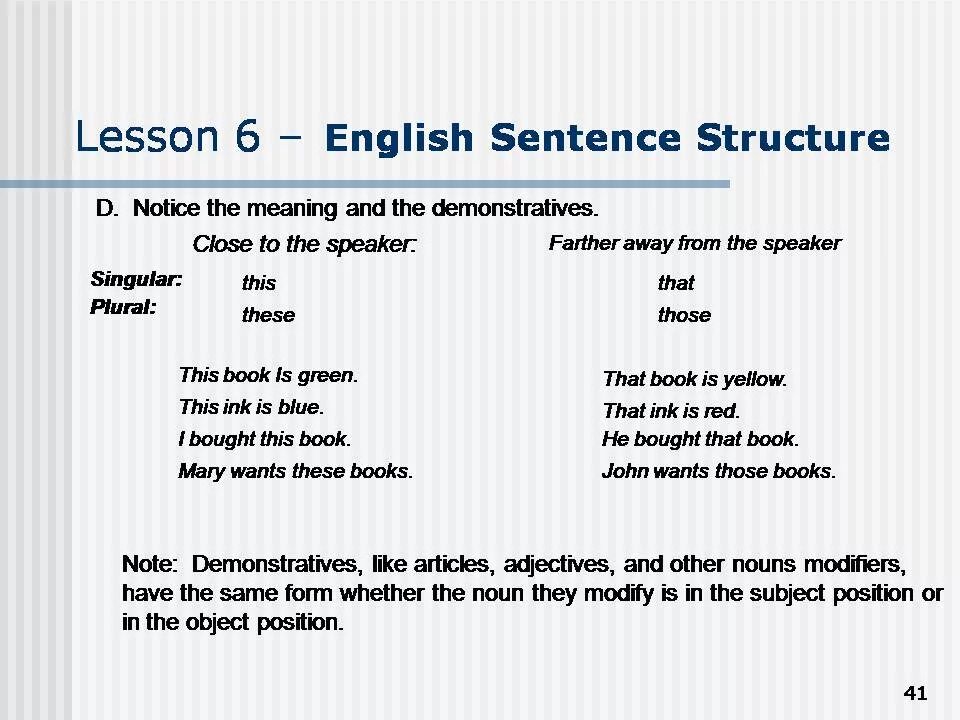 Sentences in english