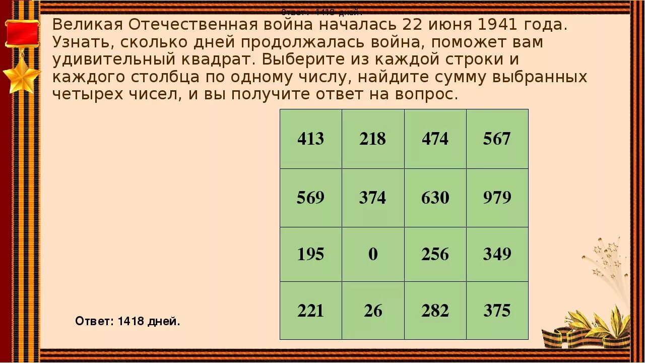 Сколько продолжалась великая отечественная. Задачи ВОВ.