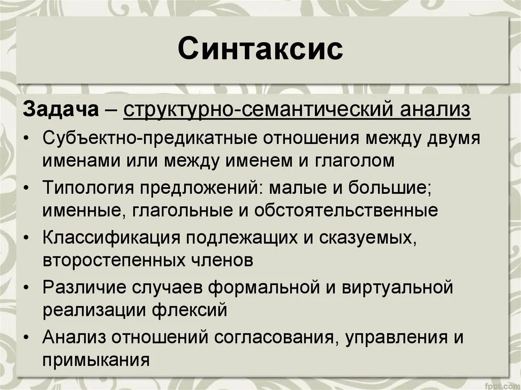 Задачи синтаксиса. Предмет и задачи синтаксиса.. Синтаксис задания. Синтаксическое задание.