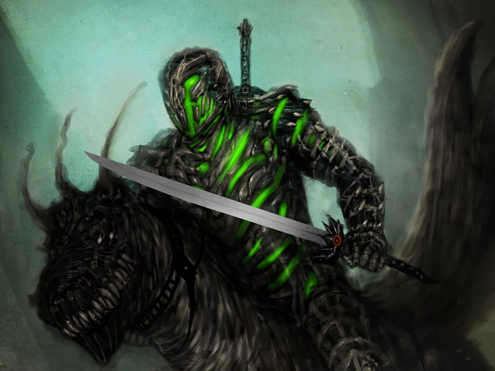 Воин с двуручным мечом. Зеленый воин. Воин арт. Ядовитый воин.